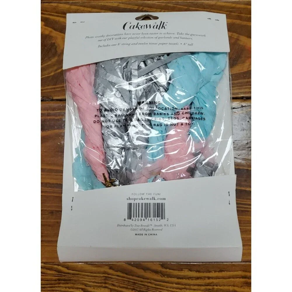 Cakewalk Tissue Paper Garland baby shower, birthday, gender reveal party 8ft